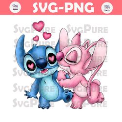 Stitch and Angel Couple Valentine PNG