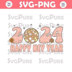 Retro new years 2024 sublimation design PNG