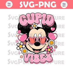 Vintage Mickey Cupid Vibes Valentines Day PNG