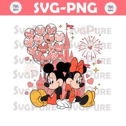 Couple Mickey Minnie Mouse Love Balloons PNG