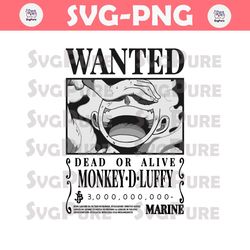 Wanted Dead Or Alive Monkey D Luffy SVG