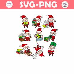 Funny Santa Claus Reading Books SVG Graphic Design File