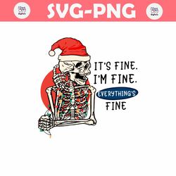 Vintage Skeleton Santa Its Fine Im Fine SVG
