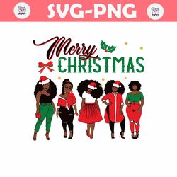 Merry Christmas Afro Messy Bun Black Girl SVG