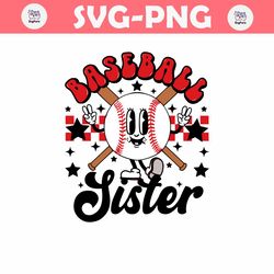 Groovy Baseball Sister Checkered SVG