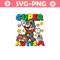 Super Autism Mario Puzzle Pieces SVG