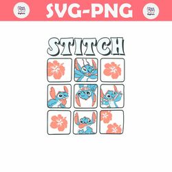 Retro Floral Stitch Disney Character SVG