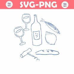 Retro Wine Cooking Ingredients SVG