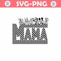 Vintage Mama Mickey Mouse and Friends Checkered SVG