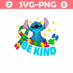 Retro Be Kind Autism Stitch Puzzle Pieces SVG