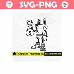 Electrical Plug Money Bag SVG | Hip Hop Rapper Gangster Svg | Scar Face Bandage Rich Savage | Electric Plug Svg | Clipar