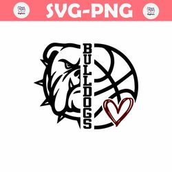 Bulldogs Basketball SVG bulldog mom love heart T Shirt baller Design Mascot Tailgate Mom Shirt Lady Ballers Cricut Cut