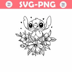 Lilo & Stitch floral flowers svg,Stitch Svg,Ohana Svg, Stitch Ohana Svg, Ohana Means Family Cricut cut file Digital down