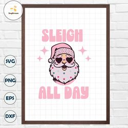 Pink Santa Sleigh All Day SVG