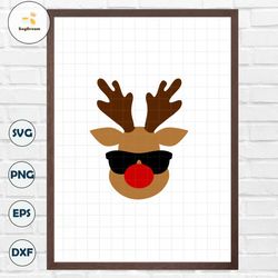 Cool Rudolph Svg, Red Nose Reindeer Sunglasses Svg, Cute Baby Christmas Shirt Svg, Rudolph Aviators Svg, Boy, Girl, Kids