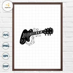 Electric guitar SVG/ Guitar notes DXF/ Guitar Clipart/ Svg Files, printing design, cutting, Guitar silhouette, guitar, R