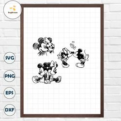 Mickey and Minnie sketch svg bundle, Minnie mouse sketch version SVG, svg, dxf, eps, png digital download