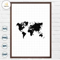 COD116-World Map SVG, World Map clipart, World Map Svg Cricut Cut File, World Map Silhouette Svg, Map Svg, includes svg