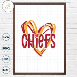 Chiefs Hearts svg, Football svg, png, dxf, svg files for cricut, vinyl cut file, iron on, mascot clipart, shirt svgs, s