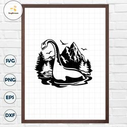 Loch Ness Monster SVG | Nessie SVG T-Shirt Wall Art Vinyl Decal Decor Sticker Graphics | Cutting File Clipart Vector Dig