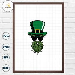 St. Patrick Cannabis Beard SVG | Stoner Saint Paddy's SVG | Cricut Cut Files Printable Clip Art Vector Digital Dxf Png E