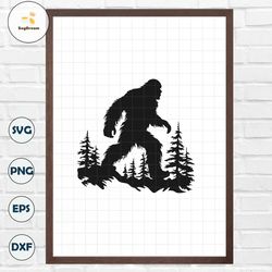Bigfoot SVG Bigfoot in forest - Big foot svg, bigfoot png, bigfoot walking clipart, cut file, dxf eps