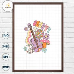 Groovy PNG Sublimation Digital Design Download-hippie png, retro png, guitar png, disco ball png, retro flower png, peac