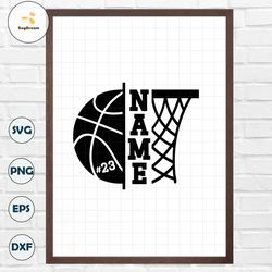 Basketball Net SVG, Basketball Split Name Frame Svg, Basketball Mom Cut File, Basketball Monogram Svg, SVG Files for Cri