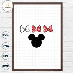 Bow, Minnie Mouse, Dots, Polkadots, Head Ears, Svg and Png Formats, Cut, Cricut, Silhouette, Instant Download