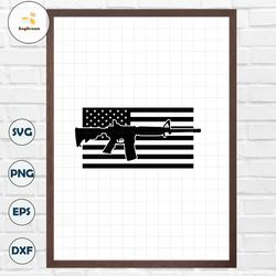 American Flag Svg, AR15 Rifle Svg, USA Flag, Weapon, Gun, Military, Assault Rifle Svg. Vector Cut file Cricut