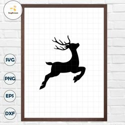 Reindeer SVG, flying reindeer SVG, reindeer silhouette, deer SVG, reindeer png, reindeer cricut silhouette svg cut file,