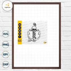 Anchor Skull SVG | Sailing SVG | Sailor T-Shirt Decal Sticker Graphics | Cricut Cutting File Printable Clipart Vector Di