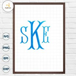 Fish Tail Fishtail Monogram Machine Embroidery Font Alphabet Letters INSTANT DOWNLOAD