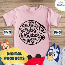 Animals Scrubs and Rubber Gloves, Vet Tech SVG, Veterinarian svg, Surgical Vet svg Quote, Paw Print, Vet Assistant, Gift