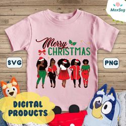 Merry Christmas Afro Messy Bun Black Girl SVG