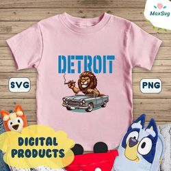 Funny Lion Driving Car Detroit Football PNG