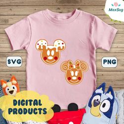 Christmas Mickey Boy Mouse Gingerbread Minnie Girl Mouse SVG, PNG, DXF, eps files, Cut files, Cricut