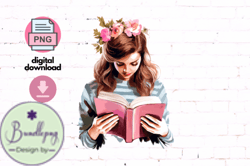 Girl Reading Book Clipart Design 74