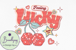 Retro Valentine Feeling Lucky PNG Design 99