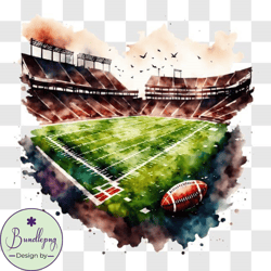 Empty Football Stadium Watercolor Painting PNG Design 277