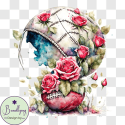 Abstract Football with Roses and Flowers PNG Design 328