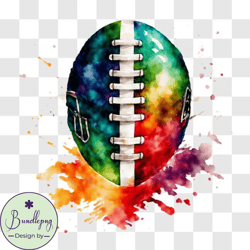 Colorful Paint Splashed Football Ball PNG Design 04