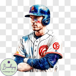 Chicago Cubs Baseball Player with Crossed Arms PNG Design 19
