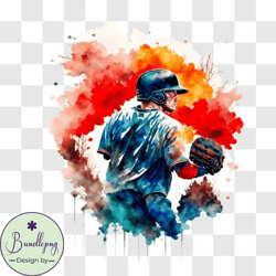 Watercolor painting of a baseball player PNG Design 30