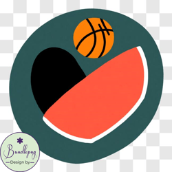 Watermelon and Basketball in Upside Down Heart Shape PNG Design 99