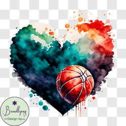 Heart shaped Basketball Artwork PNG Design 112