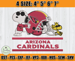 Cardinals Embroidery, Snoopy Embroidery, NFL Machine Embroidery Digital, 4 sizes Machine Emb Files -13 -Bundlepng