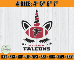 Atlanta Falcons Embroidery, Unicorn Embroidery, NFL Machine Embroidery Digital, 4 sizes Machine Emb Files -25-Bundlepng