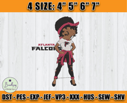 Atlanta Falcons Embroidery, Betty Boop Embroidery, NFL Machine Embroidery Digital, 4 sizes Machine Emb Files -29-Bundlep