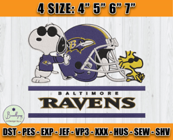 Ravens Embroidery, Snoopy Embroidery, NFL Machine Embroidery Digital, 4 sizes Machine Emb Files-01-Bundlepng